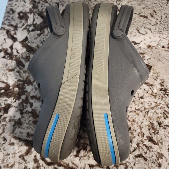 Crocs Crocband Gray/ Blue Clogs Slides Men 9 W 11 - Picture 7 of 10